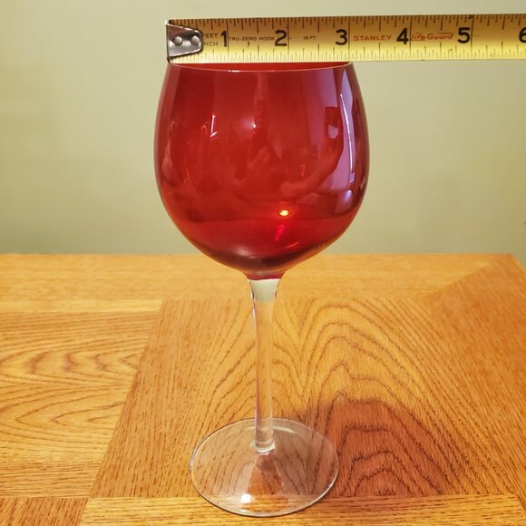 Wine Glasses (Set of 4) Red and Dark Red with Clear Stems 16 oz. 8.5 Inches Tall - Picture 3 of 3